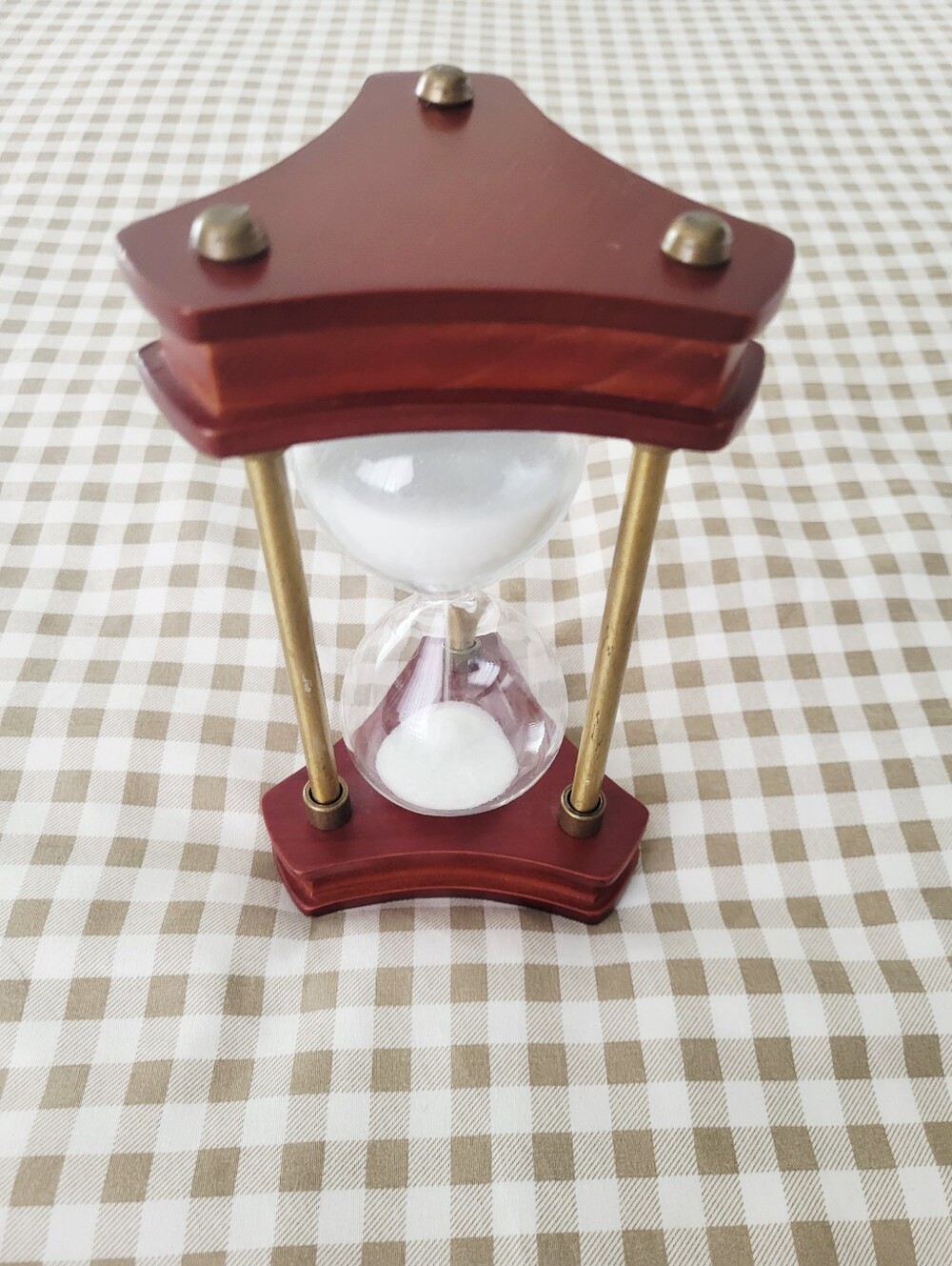 Wood and Brass Hourglass Sand Timer - White Sand - Picture 2 of 9